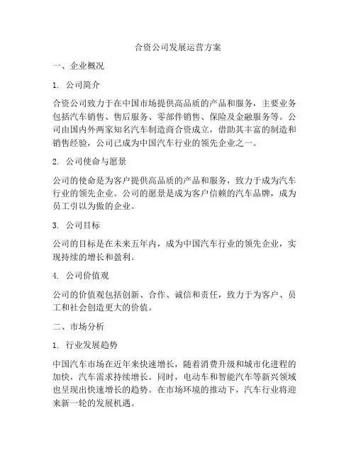 合资公司发展运营方案