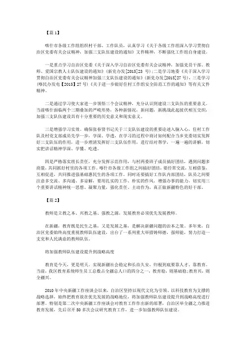 新疆喀什三支队伍学习心得体会