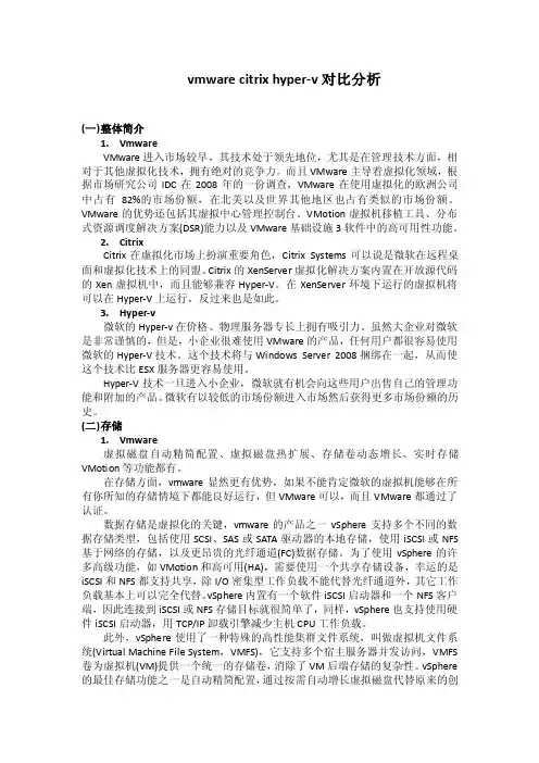 vmwarecitrixhyper-v对比分析