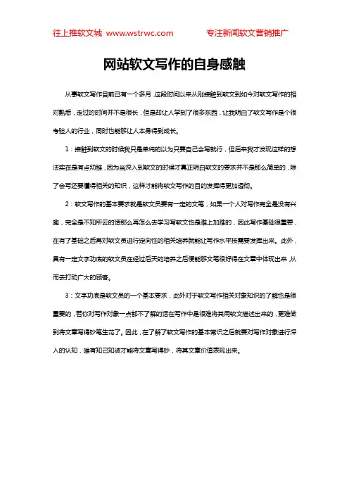 网站软文写作的自身感触