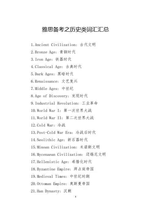 雅思备考之历史类词汇汇总