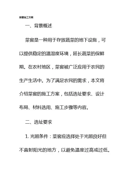 菜窖施工方案