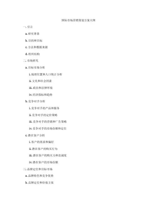 国际市场营销策划方案大纲