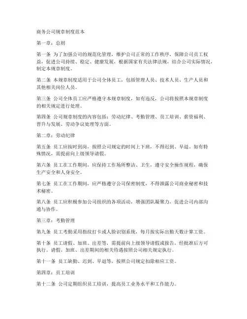 商务公司规章制度范本