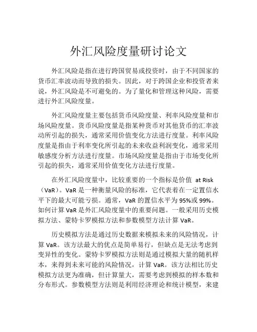 外汇风险度量研讨论文