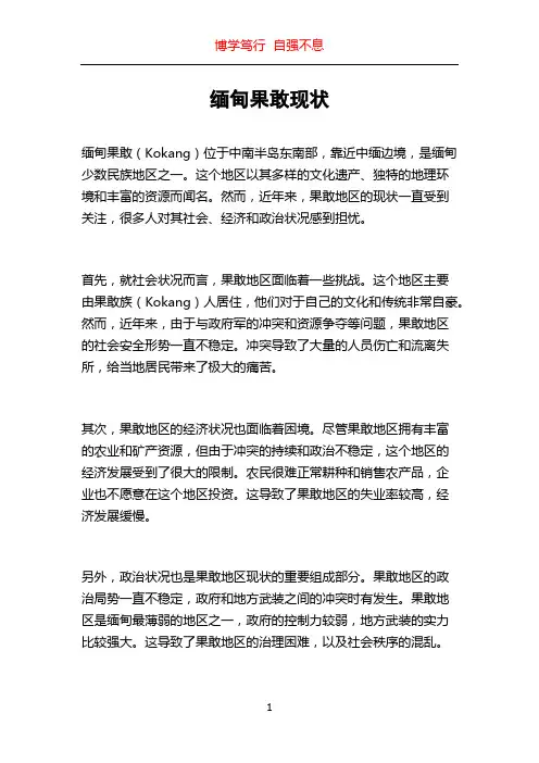 缅甸果敢现状