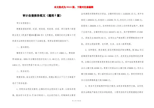 审计自查报告范文（通用5篇）