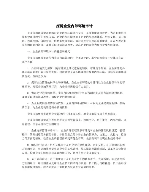 探析企业内部环境审计