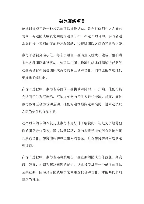 破冰训练项目