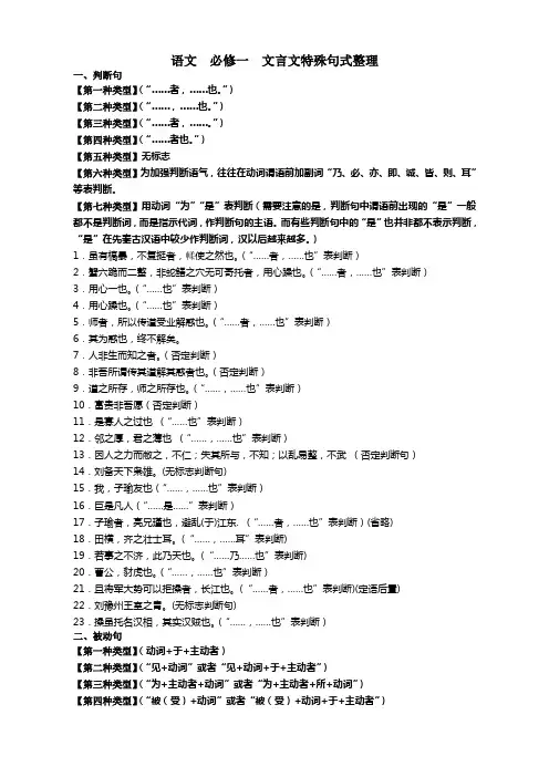 必修一特殊句式整理(教师版)