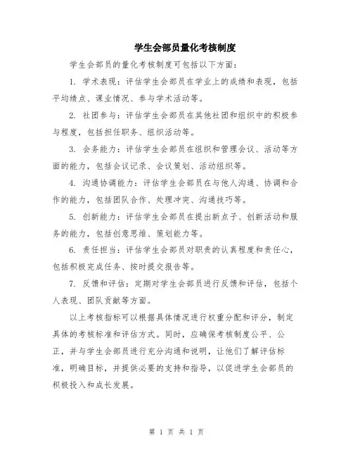 学生会部员量化考核制度