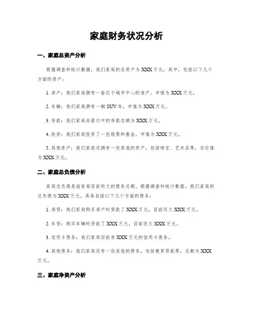 家庭财务状况分析