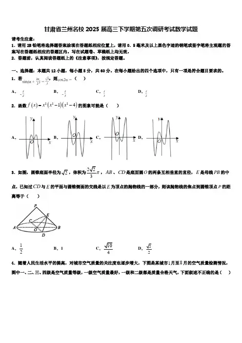 甘肃省兰州名校2025届高三下学期第五次调研考试数学试题含解析