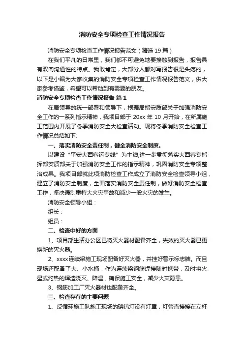 消防安全专项检查工作情况报告
