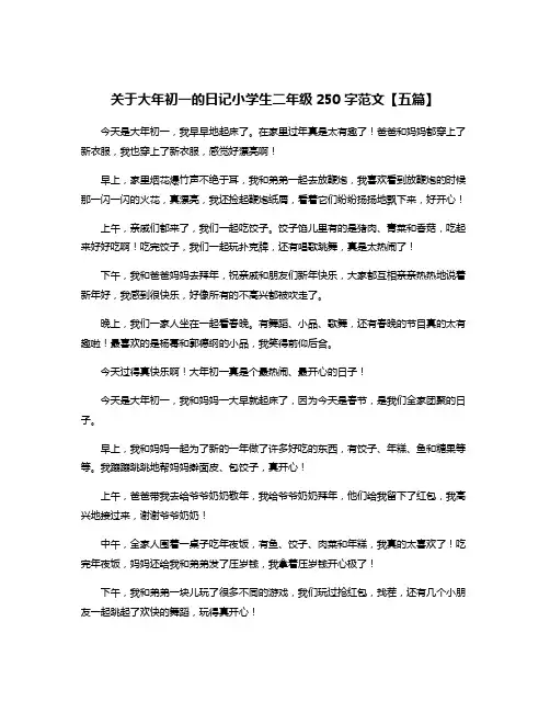 关于大年初一的日记小学生二年级250字范文【五篇】