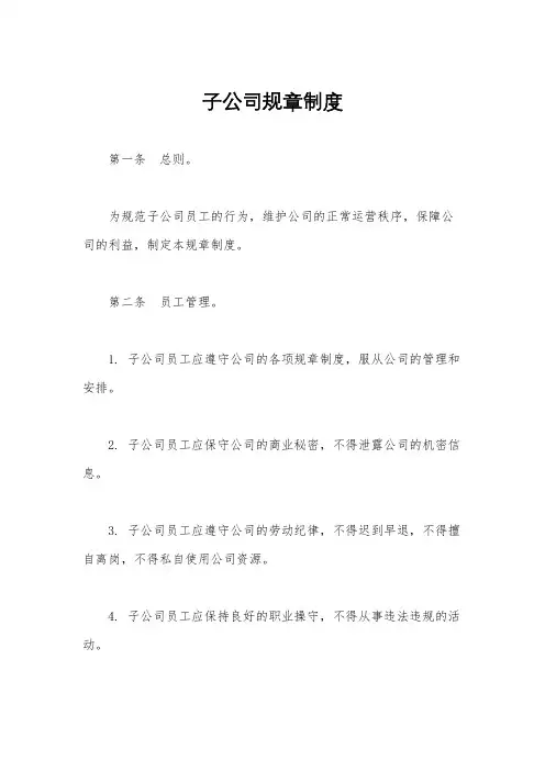 子公司规章制度