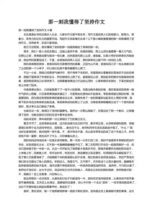 那一刻我懂得了坚持作文4篇