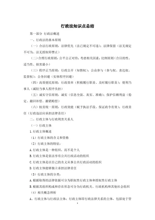 行政法知识点总结