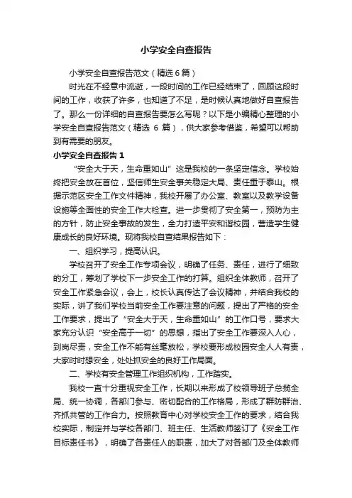 小学安全自查报告范文（精选6篇）