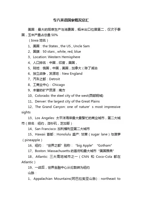 专八英语国家概况总汇