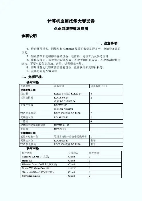 企业网搭建及应用试题