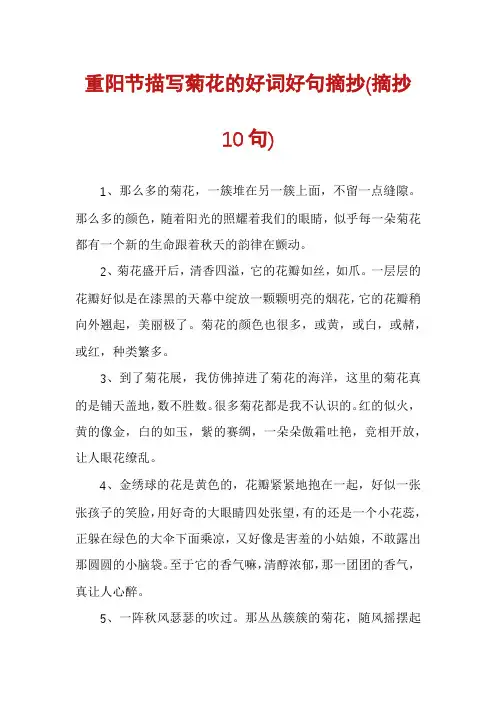 重阳节描写菊花的好词好句摘抄