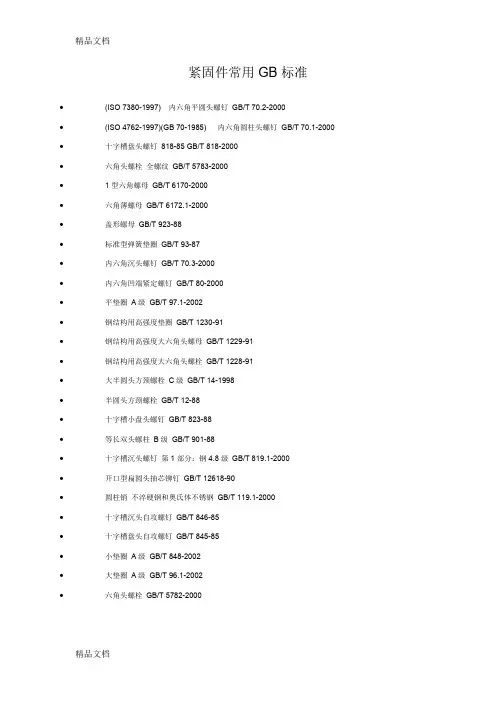 (整理)紧固件GB标准