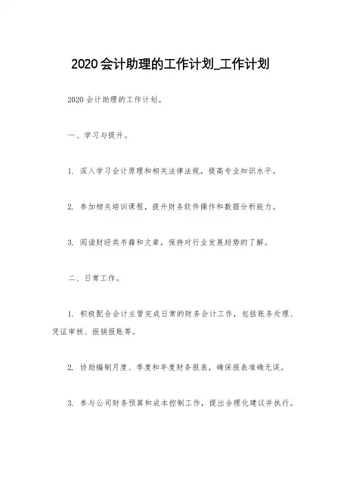 2020会计助理的工作计划_工作计划