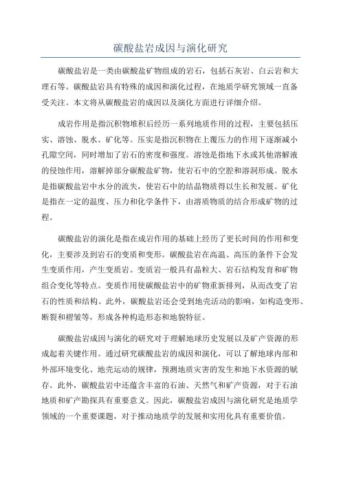 碳酸盐岩成因与演化研究
