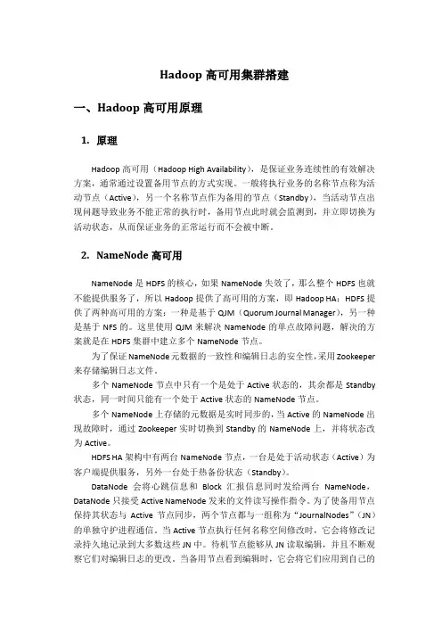 hadoop高可用集群搭建