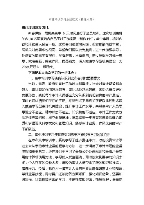 审计培训学习总结范文（精选4篇）