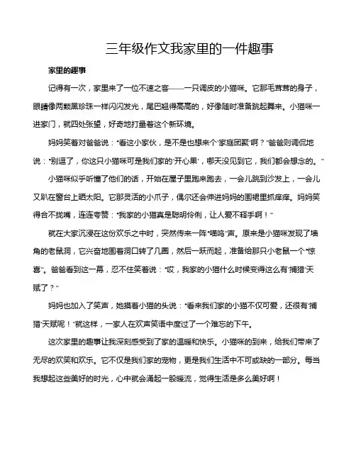 三年级作文我家里的一件趣事