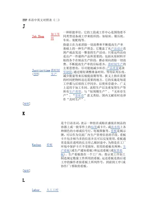 ERP专业术语中英文对照表二