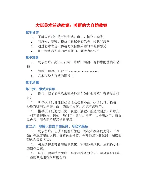大班美术活动教案：美丽的大自然教案(附教学反思)