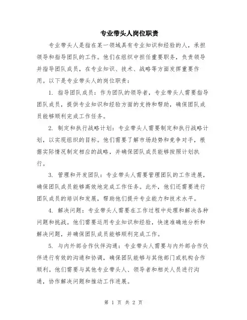 专业带头人岗位职责