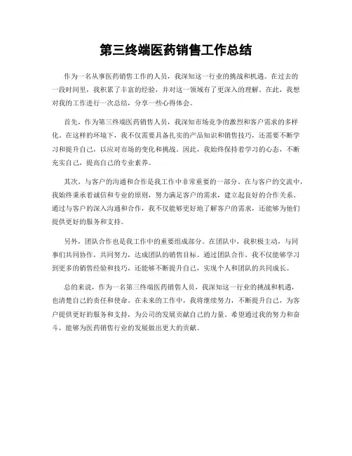 第三终端医药销售工作总结