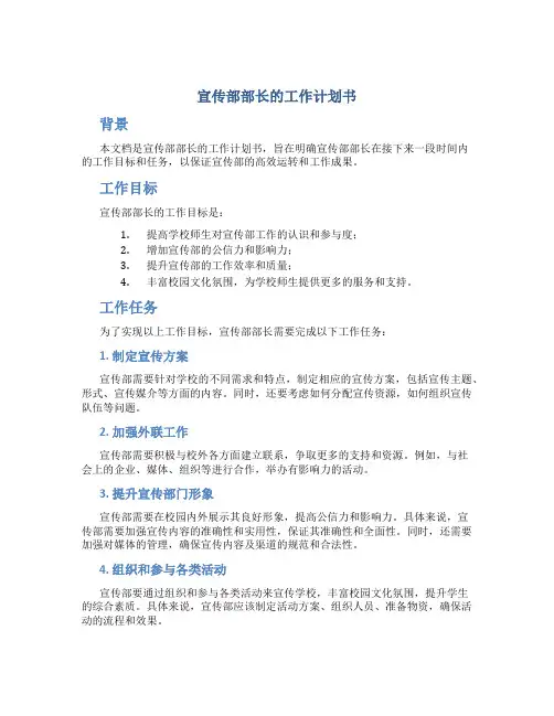 宣传部部长的工作计划书