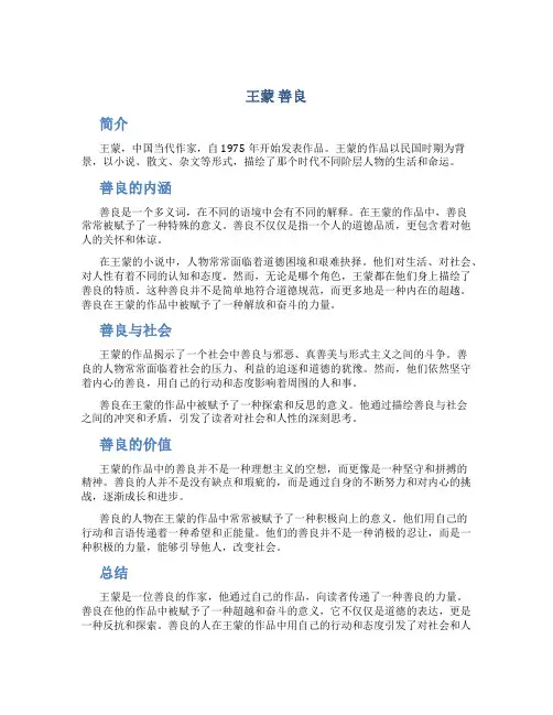 王蒙 善良
