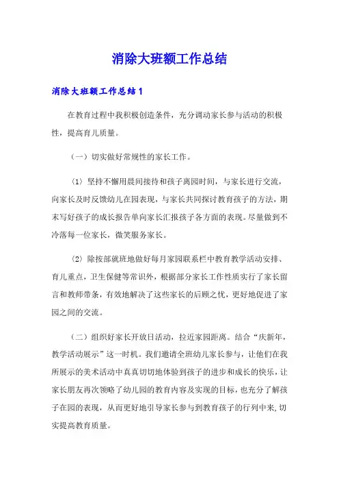 消除大班额工作总结