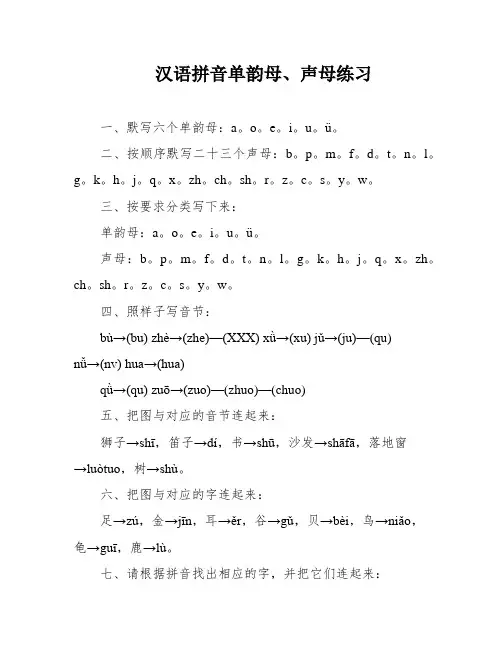 汉语拼音单韵母、声母练习