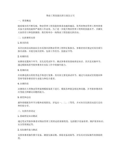 物业工程技能比拼方案怎么写
