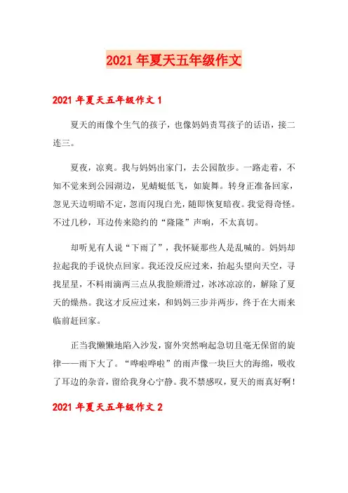 2021年夏天五年级作文