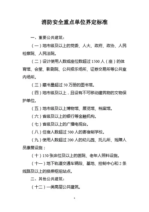 消防安全重点单位界定标准