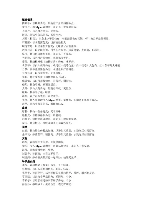 中药伪劣品描述