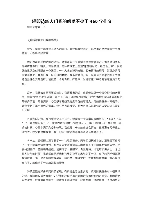 轻叩诗歌大门我的感受不少于460字作文