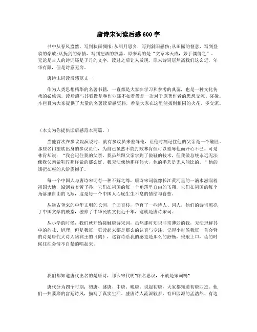 唐诗宋词读后感600字