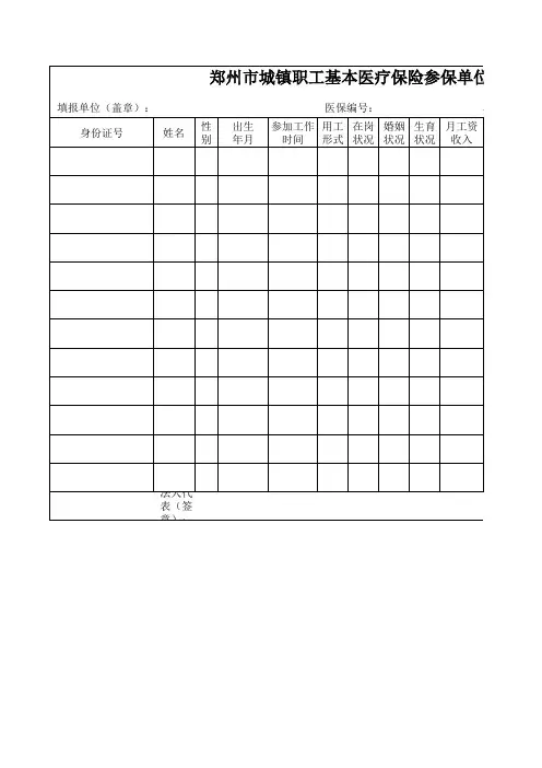 郑州市医疗保险新增表(报盘格式与纸质格式一致)