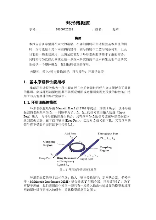 环形谐振腔课程报告