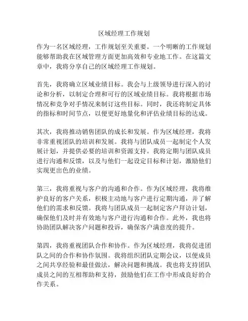 区域经理工作规划
