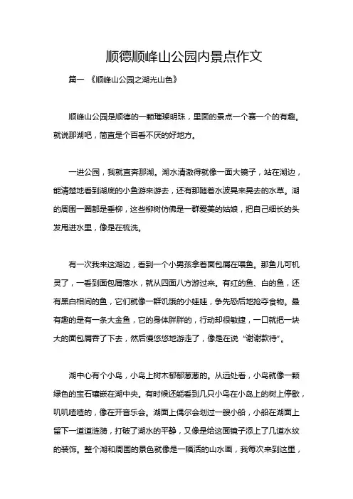 顺德顺峰山公园内景点作文